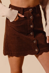 Scallop Buttoned Front Corduroy Mini Skirt So Me