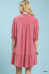 Lace Yoke Tiered Mini Dress Umgee