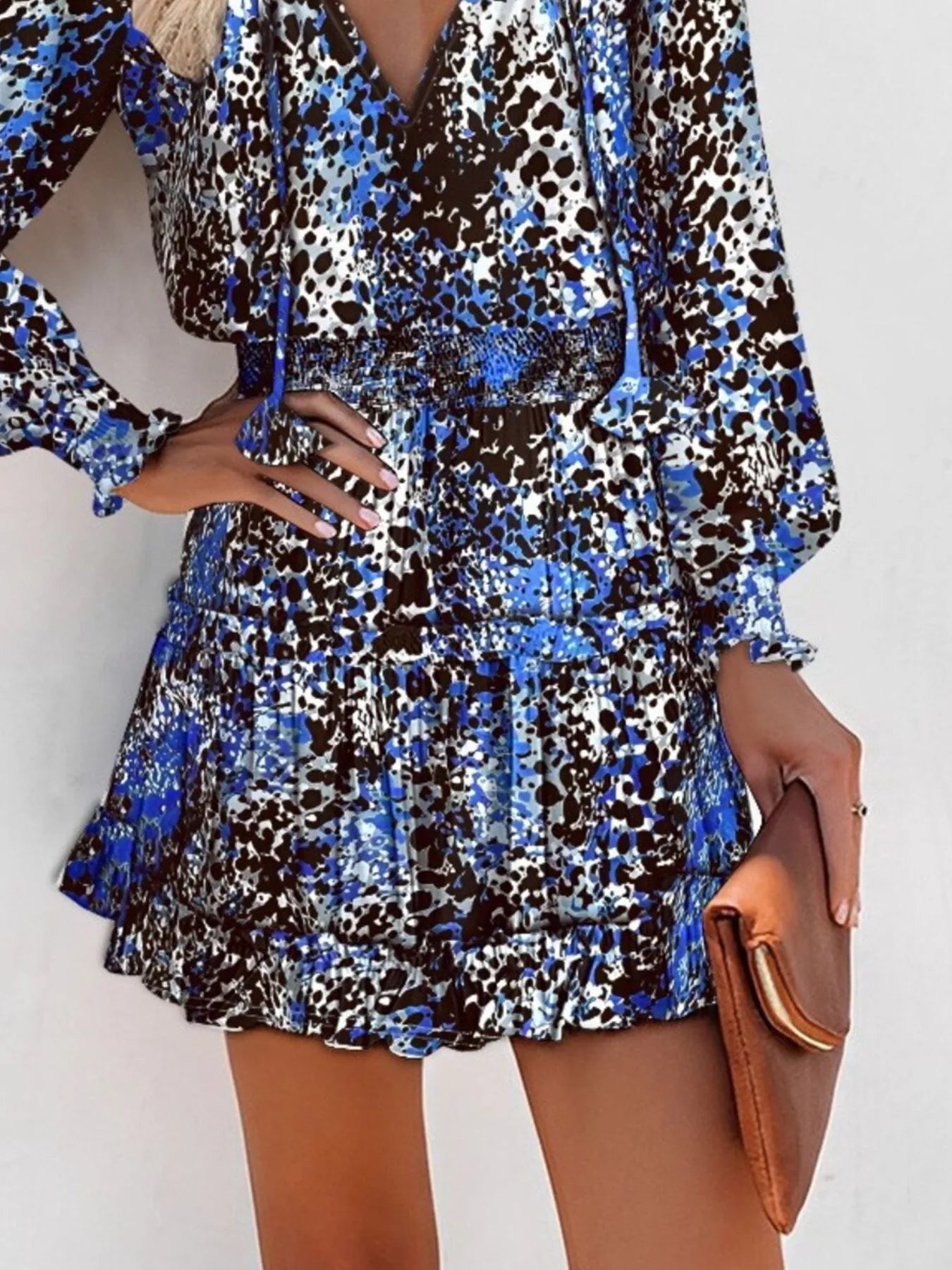 Tie Neck Lantern Sleeve Dress Simmer & Fay