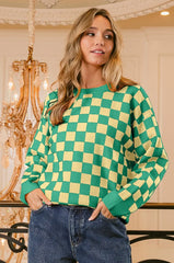 BiBi Checkered Pattern Sweater Trendsi JADE/LEMON S