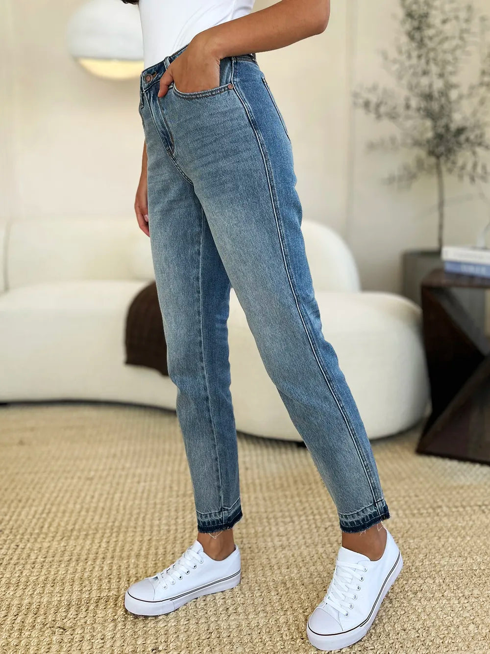 Mid Rise Rigid Magic Release Hem Jeans Judy Blue