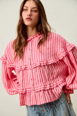 Variegated Stripe Reversible Flowy Boho Blouse So Me