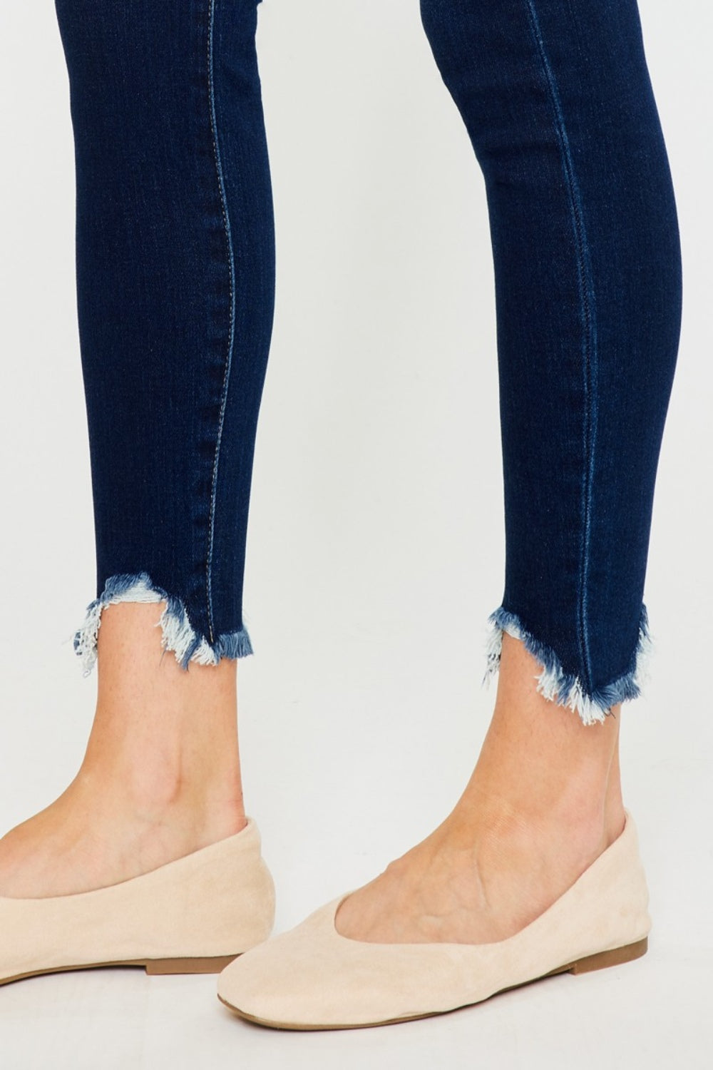 High Rise Frayed Ankle Skinny Jeans Kancan   