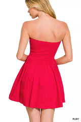 Combined Knit Tube Top Flare Mini Dress ZENANA