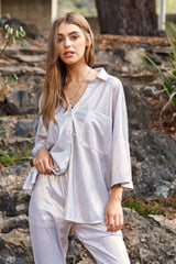Solid Sparkling Shimmer Pocket Button Front Shirt Davi & Dani WHITE GOLD S