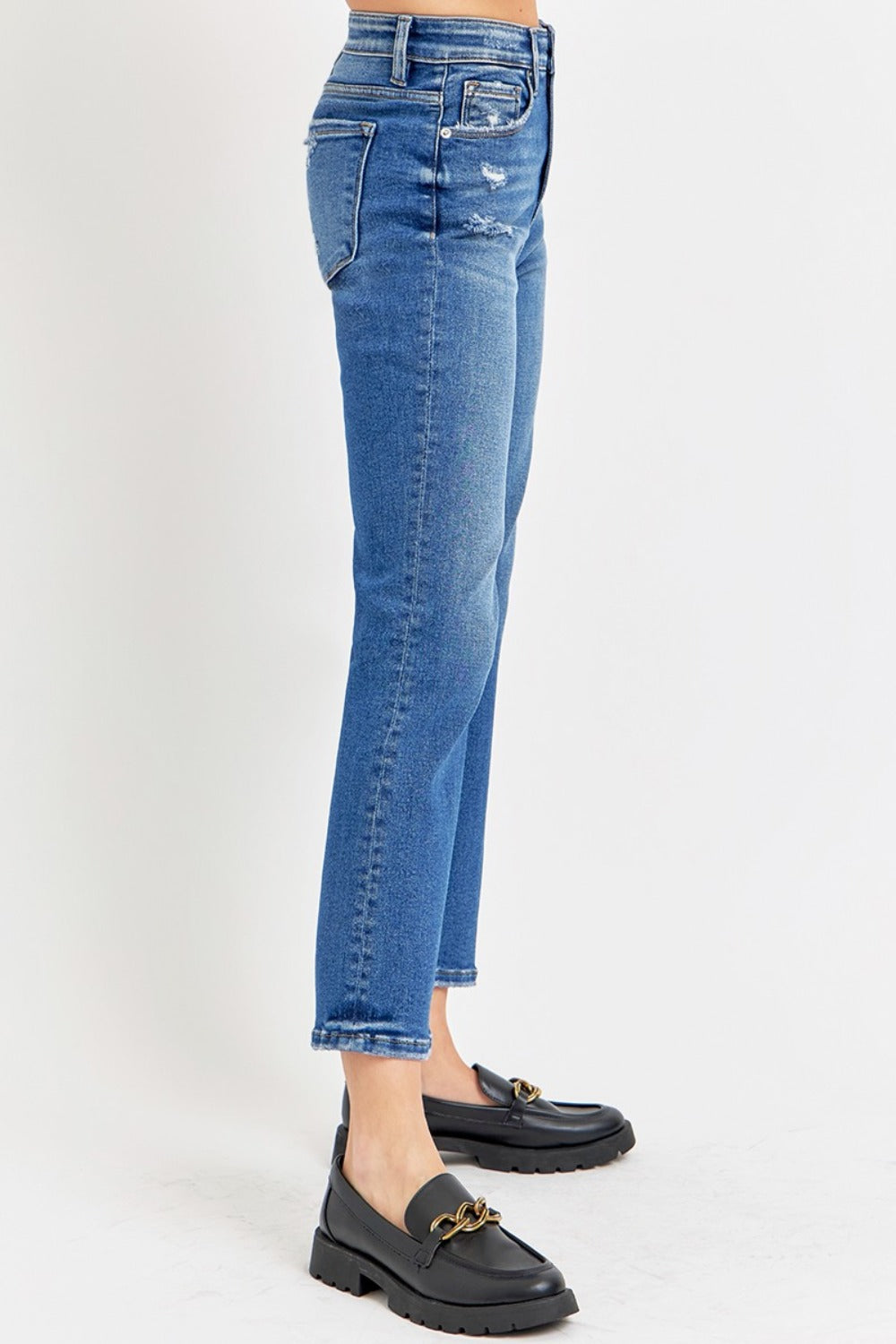 Tummy Control High Rise Crop Bootcut Jeans Risen   