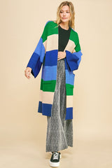 Color Block Kimono Sleeve Open Front Cardigan Davi & Dani