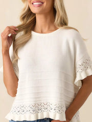 Lace Trimmed Knit Top Simmer & Fay