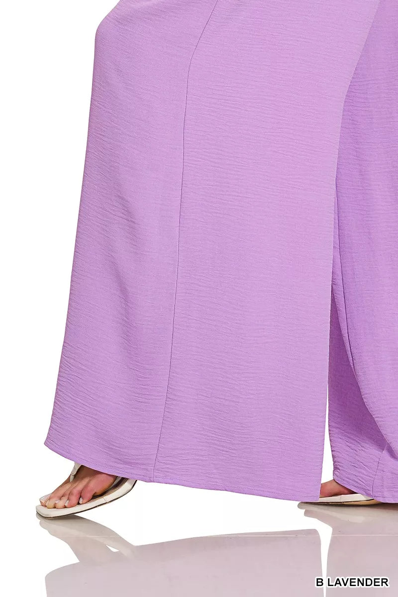 Woven Airflow Twisted Top & Wide Leg Pants Set ZENANA