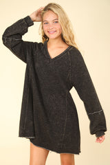 Mineral Washed Oversized A-Line Mini Dress Very J   