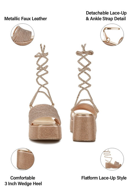 Swifties Rhinestone Embellished Lace-Up Sandals Rag Company   