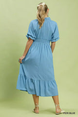 Ruffle V-Neck Midi Dress Umgee