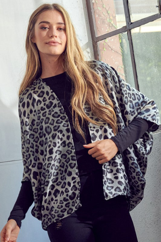 Cheetah Print Dropped Kimono Cardigan - Plus e Luna   