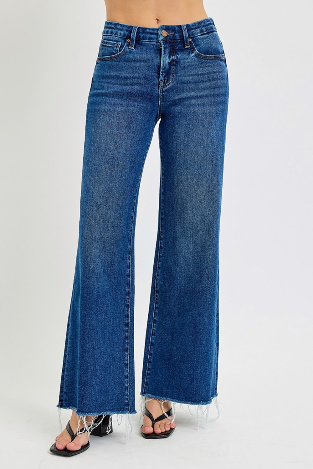 Tummy Control High Rise Wide Leg Jeans Risen   