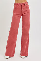 High Rise Tummy Control Wide Leg Jeans Risen Brick 0(24) 