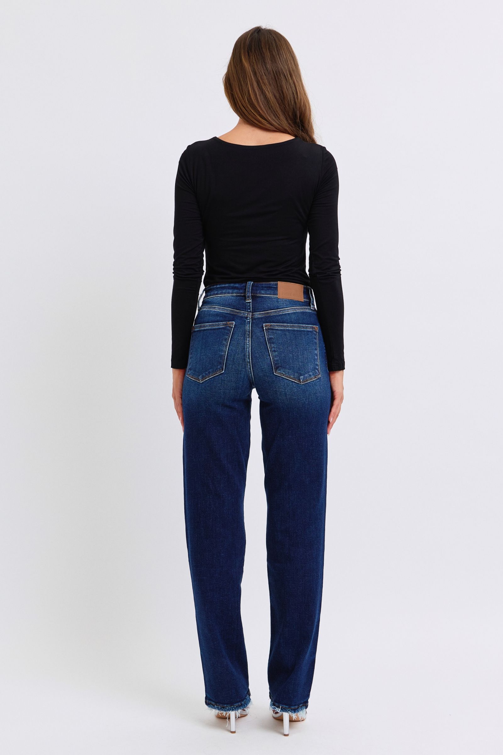 Raw Hem Straight Leg Jeans Judy Blue   