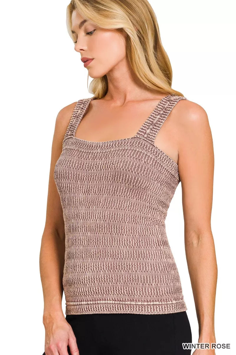 Seamless Winkle Stone Washed Tank Top ZENANA