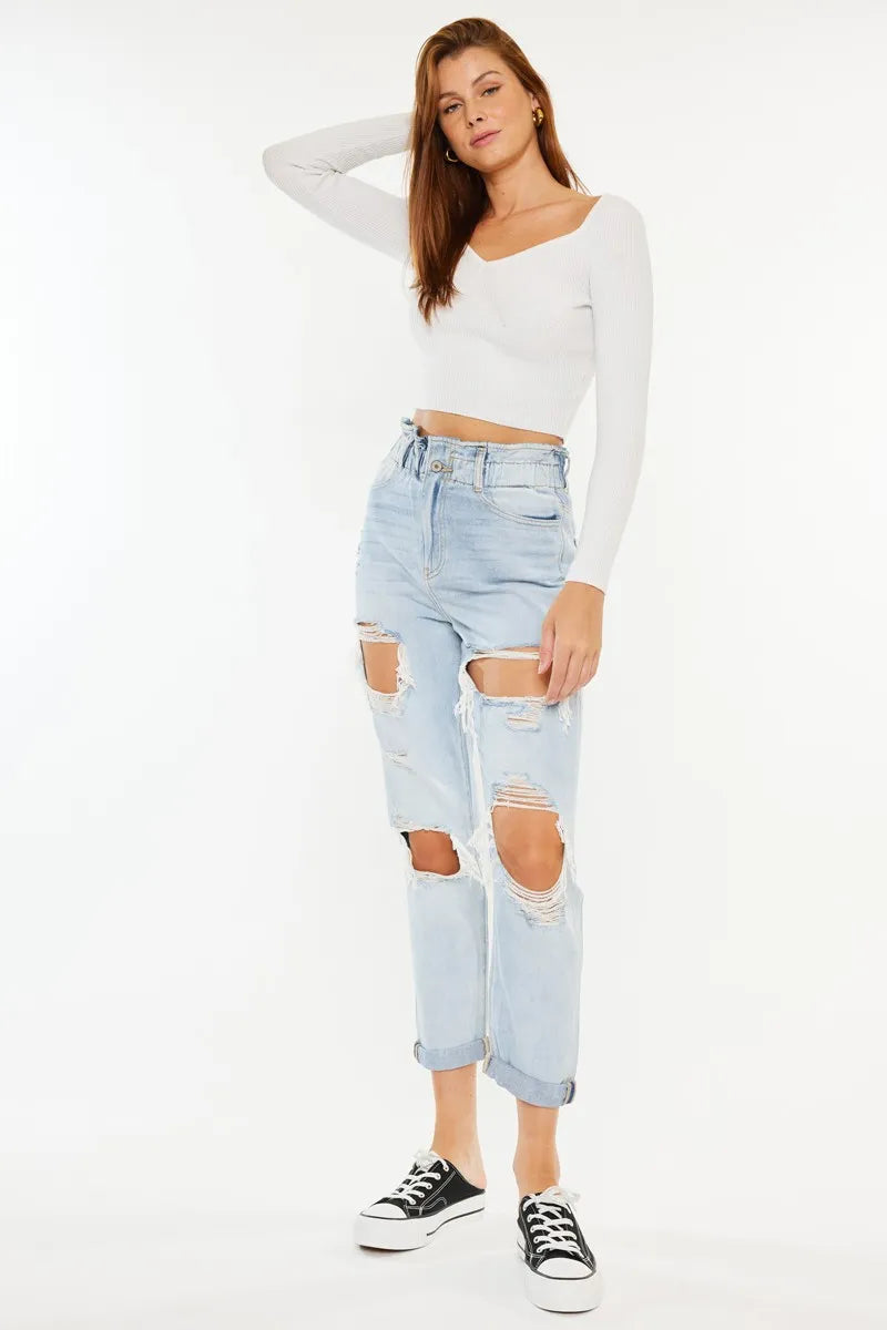 Open Pack Paperbag Mom Jeans Kancan