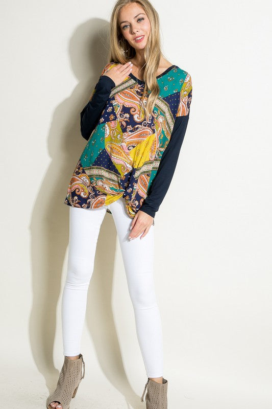 Paisley Mixed Boxy Relaxed Top e Luna   