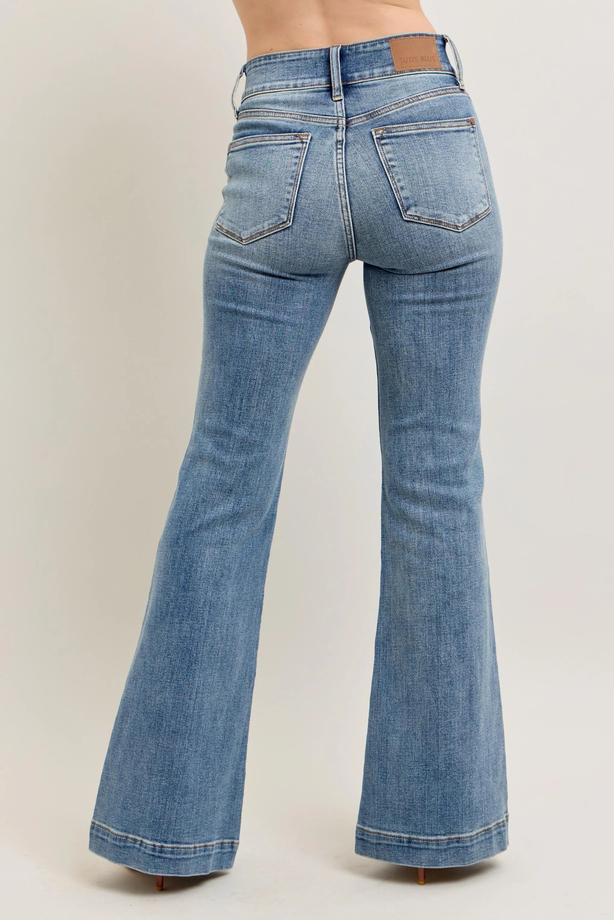 High-Waist Flare Denim Jeans with Front Seam With Plus Size Judy Blue