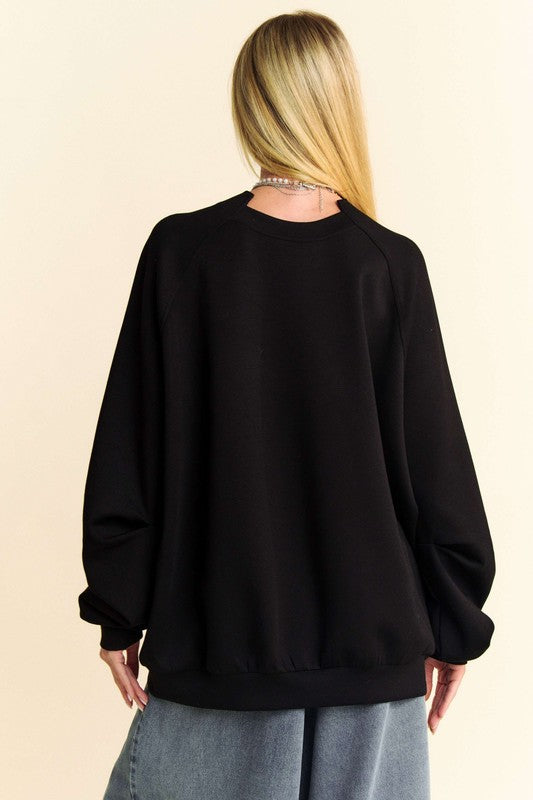 Round Neck Raglan Sleeve Sweatshirt Davi & Dani