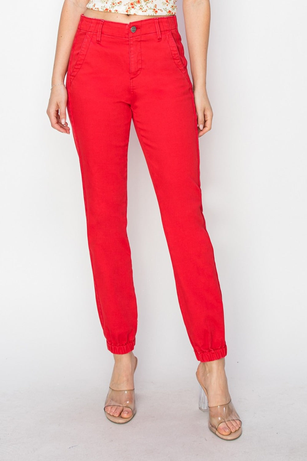 High Waisted Jogger Jeans Risen Scarlet 0(24) 