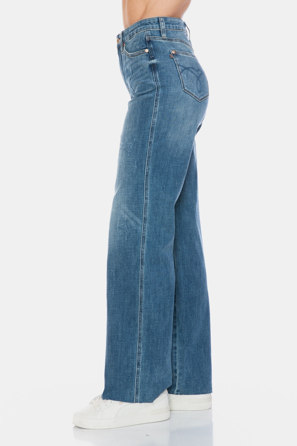 Tummy Control Cut Raw Hem Straight Jeans Judy Blue   