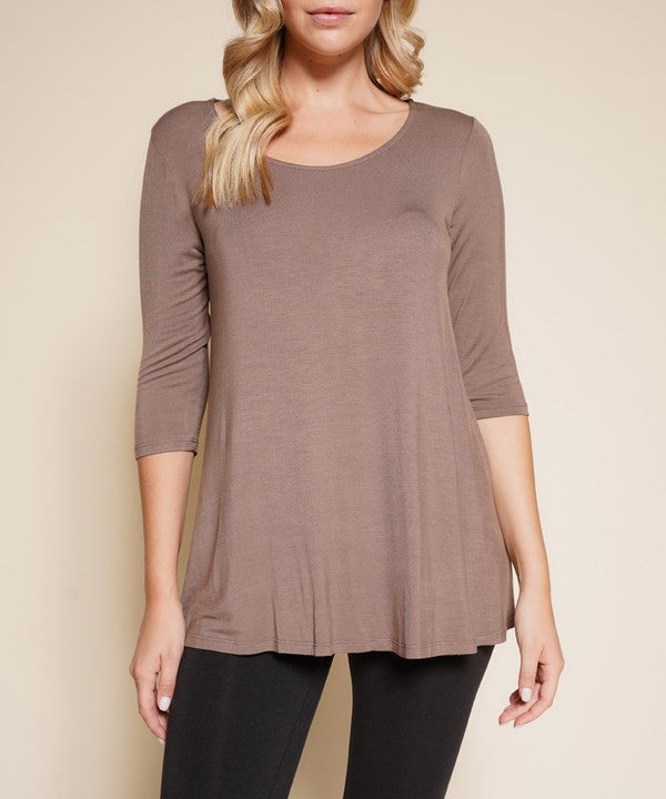 Bamboo Elbow Flared Tunic Top Fabina   