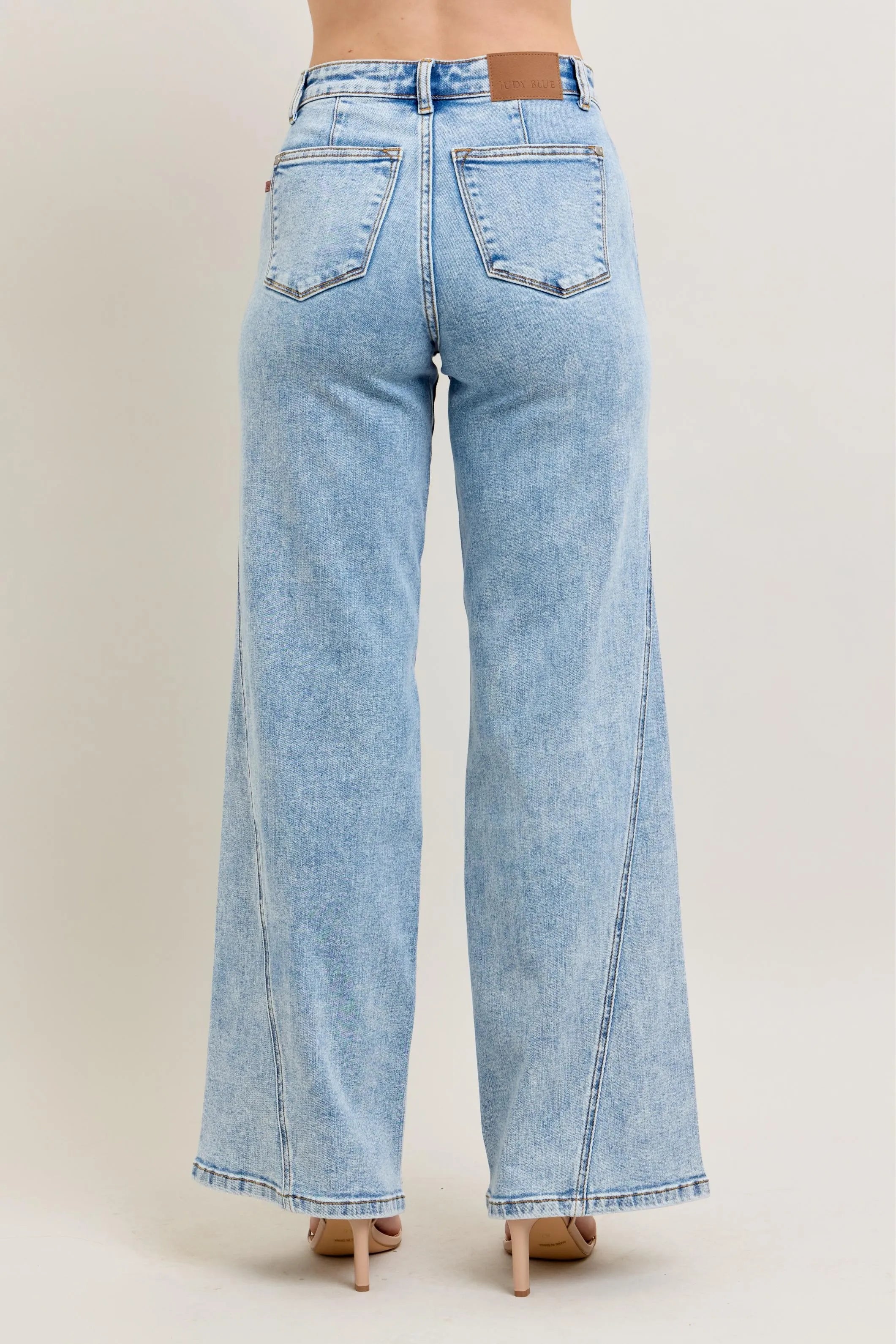 High Waist Wide Leg Jeans with Skewed Inseam With Plus Size Judy Blue
