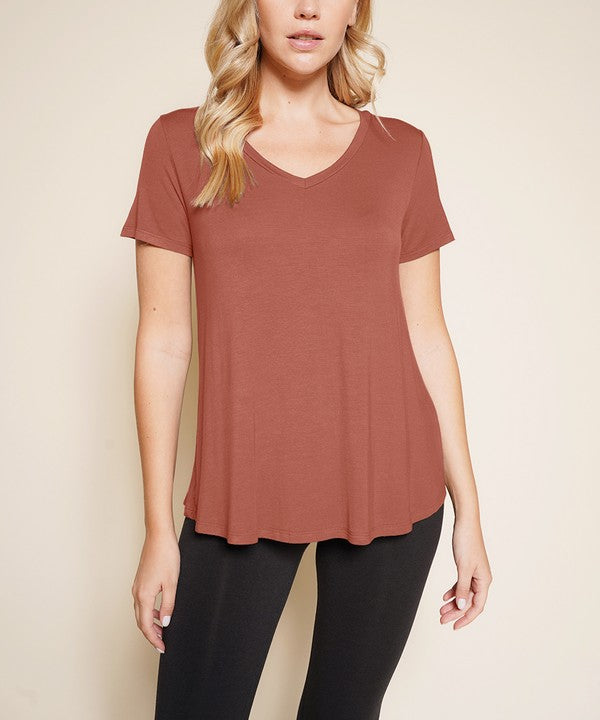 Bamboo Classic V-neck Top Fabina CAMEL S 