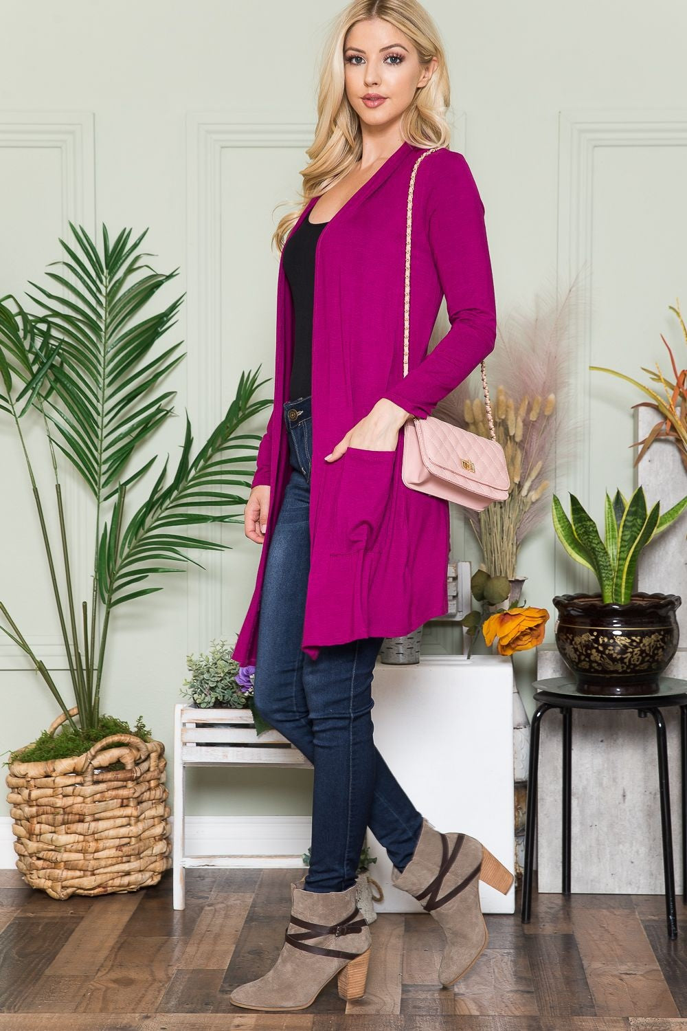 Open Front Cardigan with Pockets Celeste   