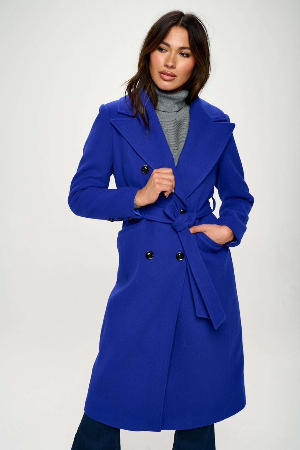 Double-Breasted Longline Coat with Belt Coalition LA   