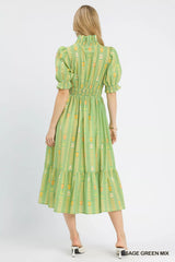 Vibrant Ruffle Smocked Midi Dress Umgee