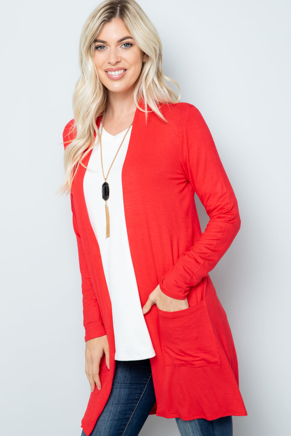 Open Front Cardigan with Pockets Celeste   