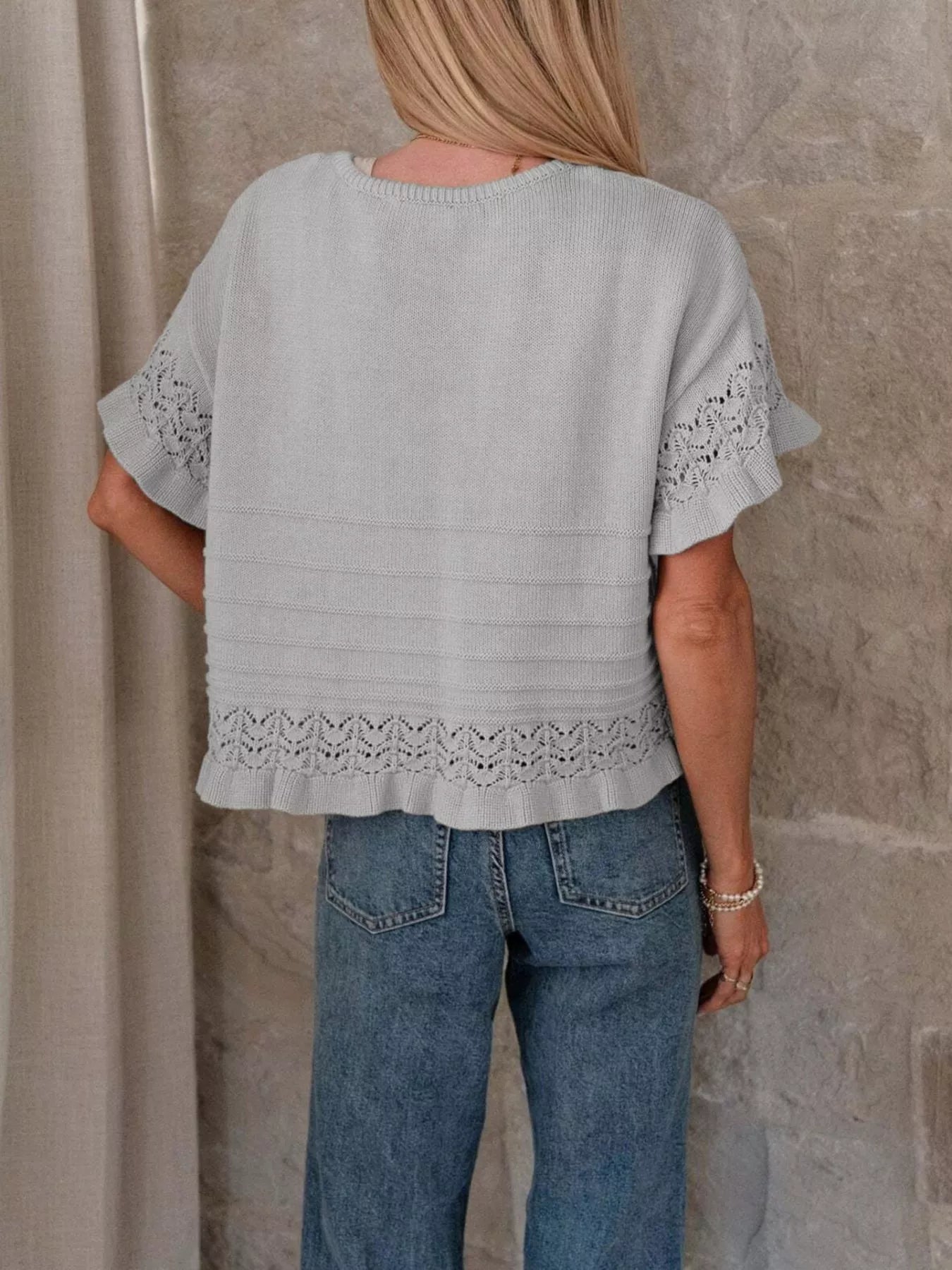 Lace Trimmed Knit Top Simmer & Fay