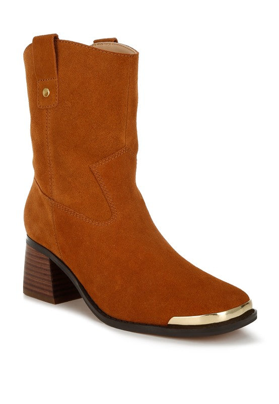 Emberly Suede Square Toe Ankle Boots Rag Company Tan US-5 / UK-3 / EU-36 