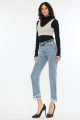 Raw Hem High Rise Straight Jeans Kancan   