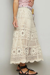 Lace Tiered Midi Skirt POL