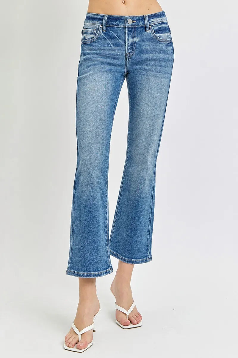 Low Rise Crop Flare Jeans With Plus Size Risen MEDIUM 1XL