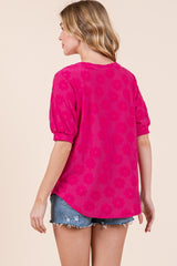 Textured Floral Pattern Top BomBom