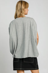 Exposed Seam Round Neck Batwing Sleeve Knit Top Umgee