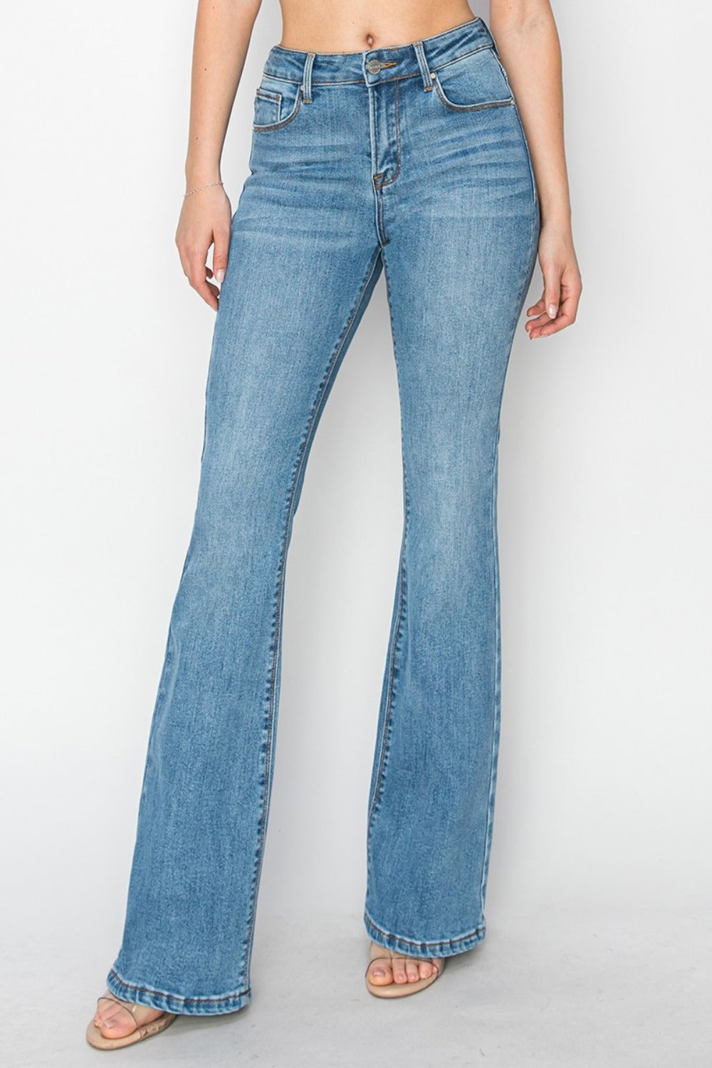 Mid Rise Flare Jeans with Pockets Risen Medium 1(25) 