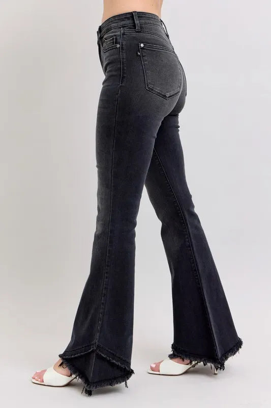 High Waist Flare W/ Mock Fray Tulip Hem Plus Size Judy Blue