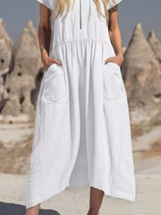 Hooded Midi Dress with Half‑Zip & Pockets – Relaxed Fit (Regular + Plus) Simmer & Fay