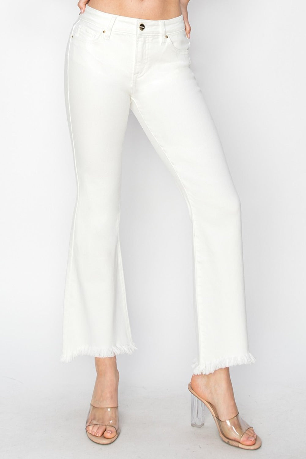 Tummy Control Crop Flare Step Hem Pants Risen   