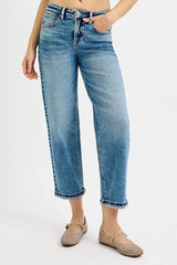High Rise Crop Boyfriend Jeans With Plus Size Risen