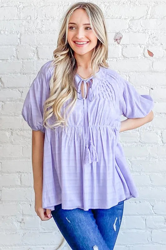 Textured Pintuck Blouse Top with Tassels And the Why