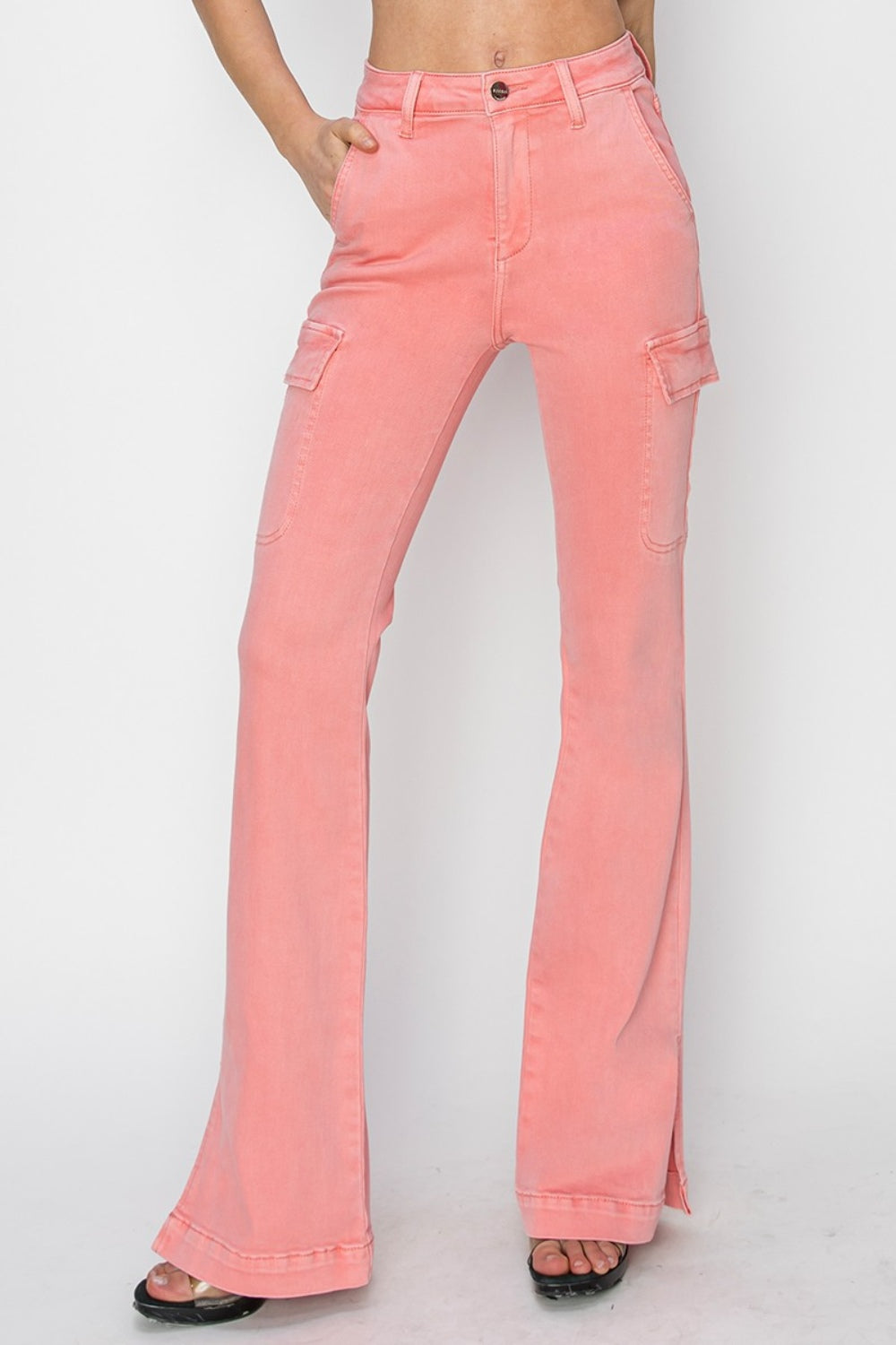 High Rise Side Slit Cargo Bootcut Jeans Risen Flamingo 0(24) 