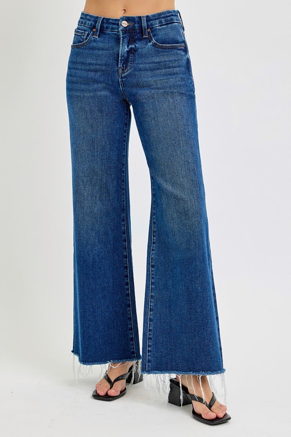 Tummy Control High Rise Wide Leg Jeans Risen   