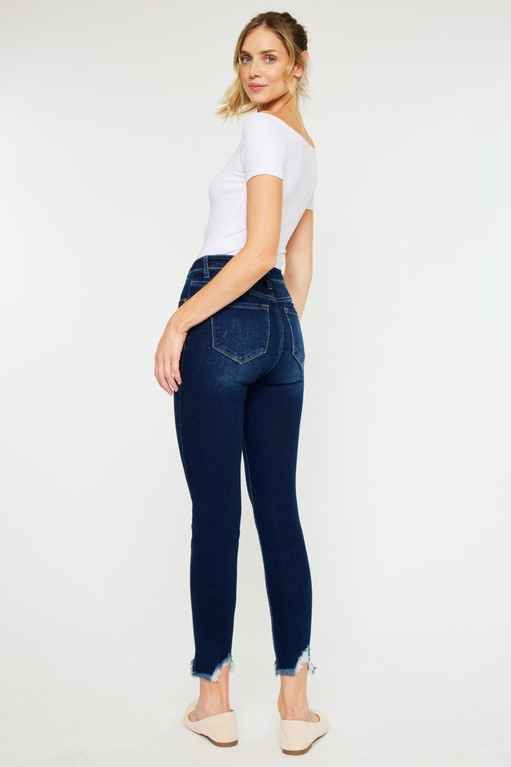 High Rise Frayed Ankle Skinny Jeans Kancan   